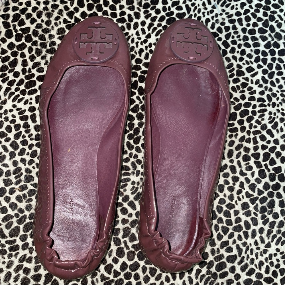 TORY BURCH Reva Ballerina Ballet Flats - Mauve Patent Leather - Size  9.5 M